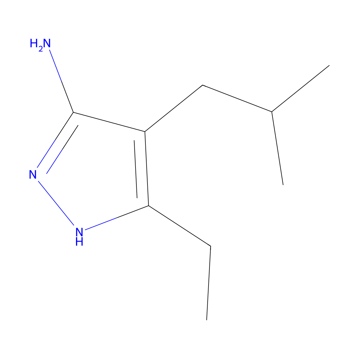 3-ethyl-4-(2-methylpropyl)-1H-pyrazol-5-amine molecular structure, CAS 1326775-05-6