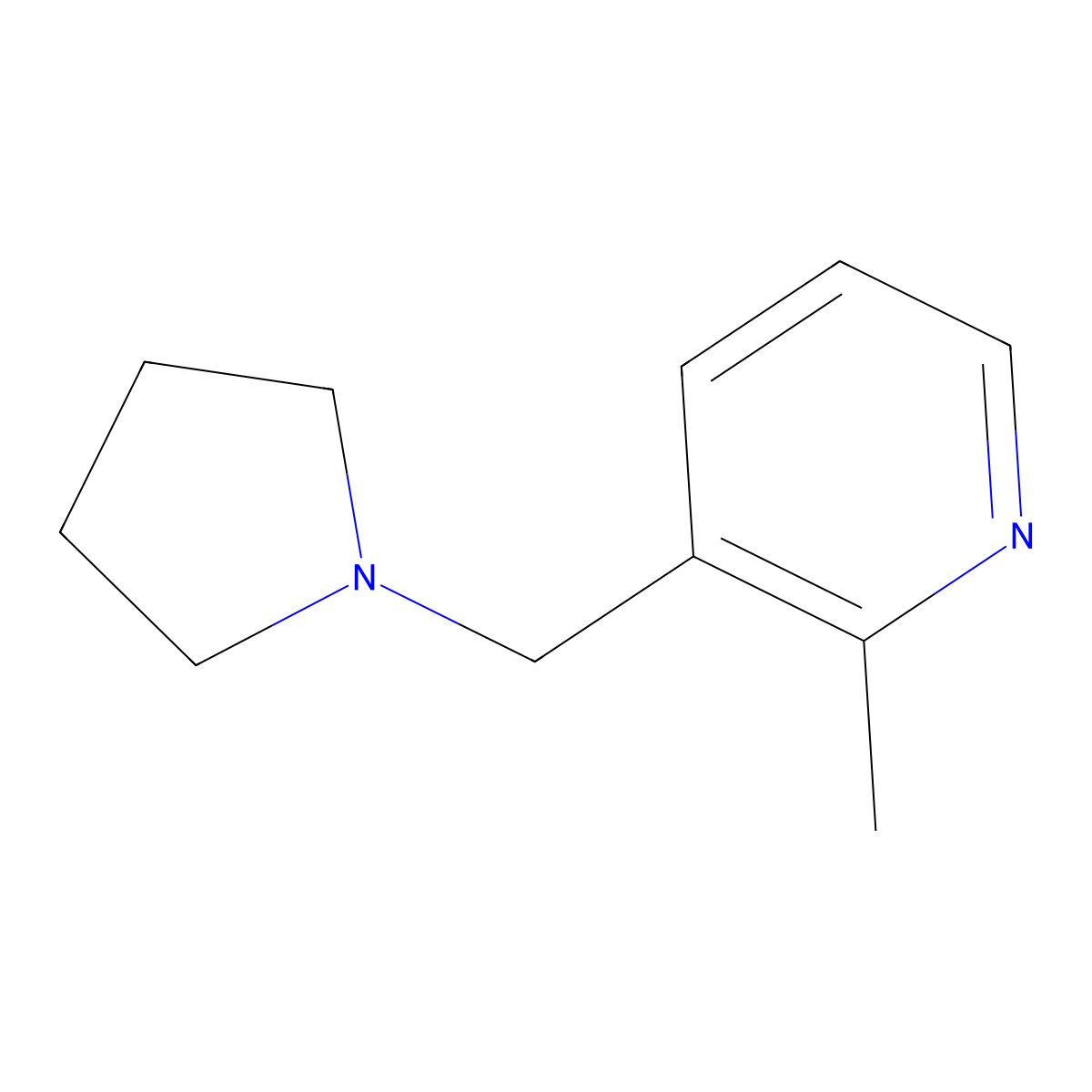 2-Methyl-3-(pyrrolidin-1-ylmethyl)pyridine molecular structure, CAS 13268-75-2