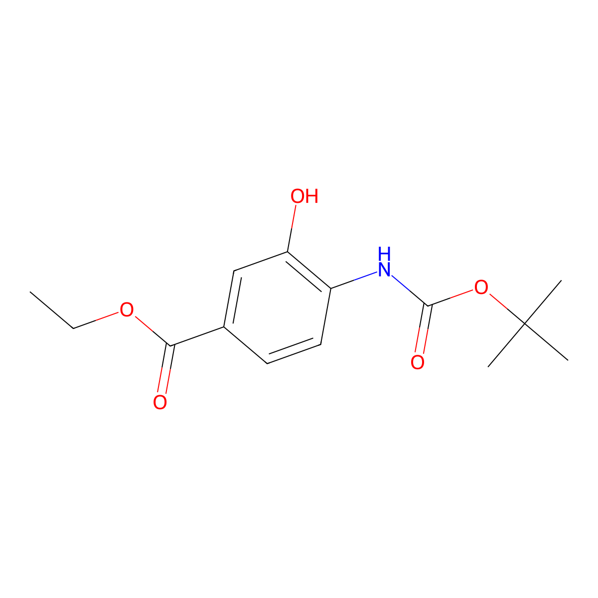 Ethyl 4-{[(tert-butoxy)carbonyl]amino}-3-hydroxybenzoate molecular structure, CAS 1326804-94-7