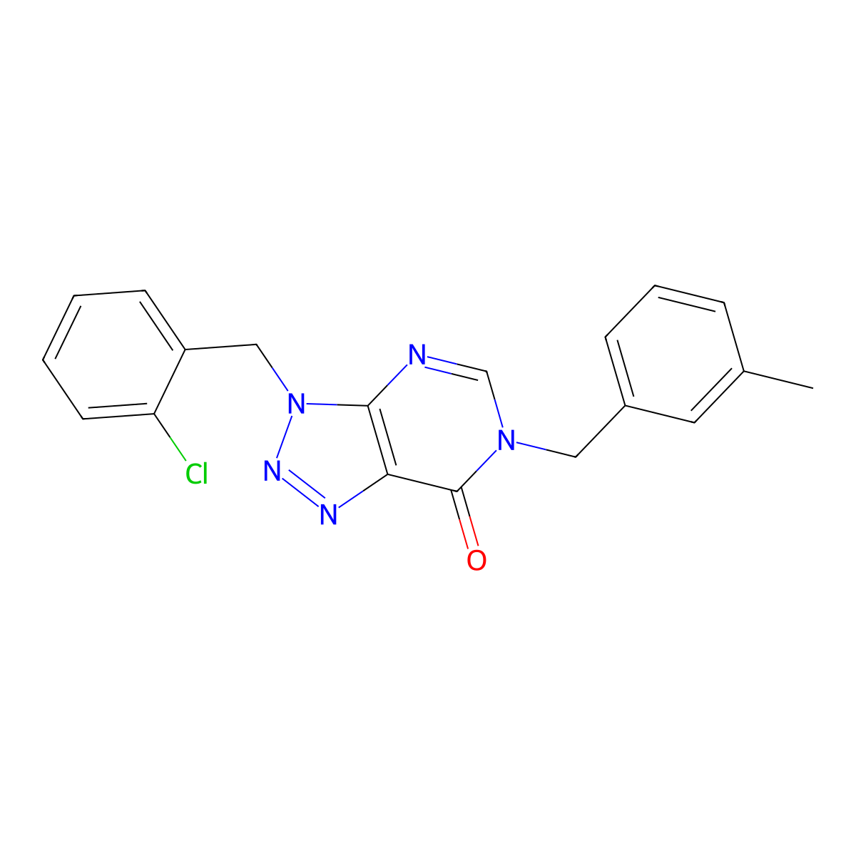 3-(2-chlorobenzyl)-6-(3-methylbenzyl)-3,6-dihydro-7H-[1,2,3]triazolo[4,5-d]pyrimidin-7-one molecular structure, CAS 1326806-30-7
