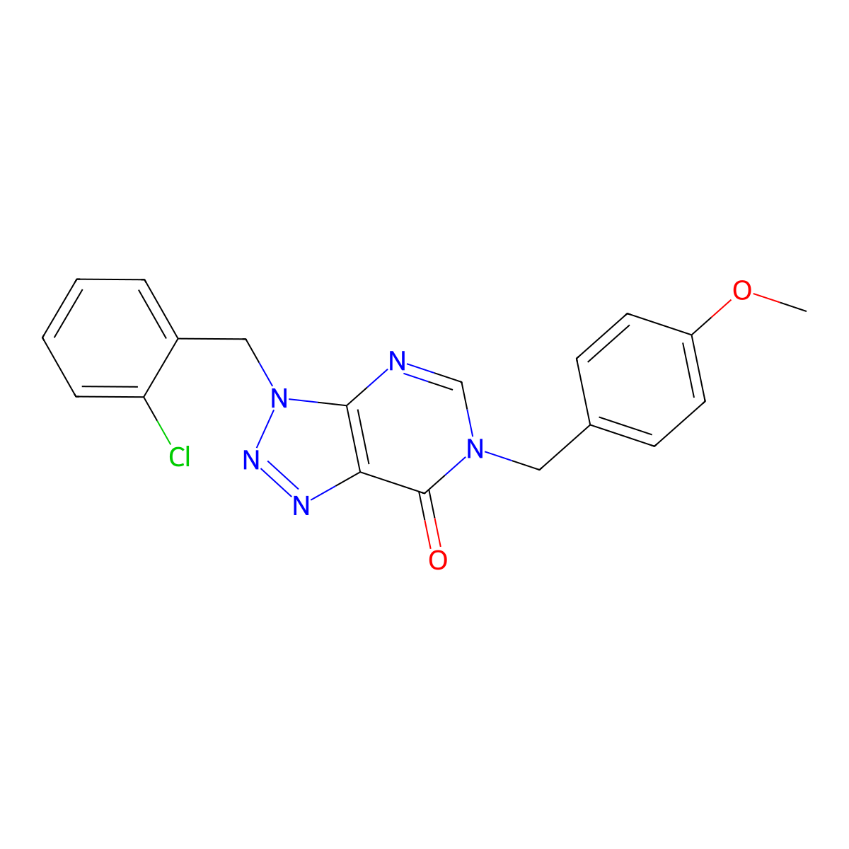 3-(2-chlorobenzyl)-6-(4-methoxybenzyl)-3,6-dihydro-7H-[1,2,3]triazolo[4,5-d]pyrimidin-7-one molecular structure, CAS 1326806-31-8