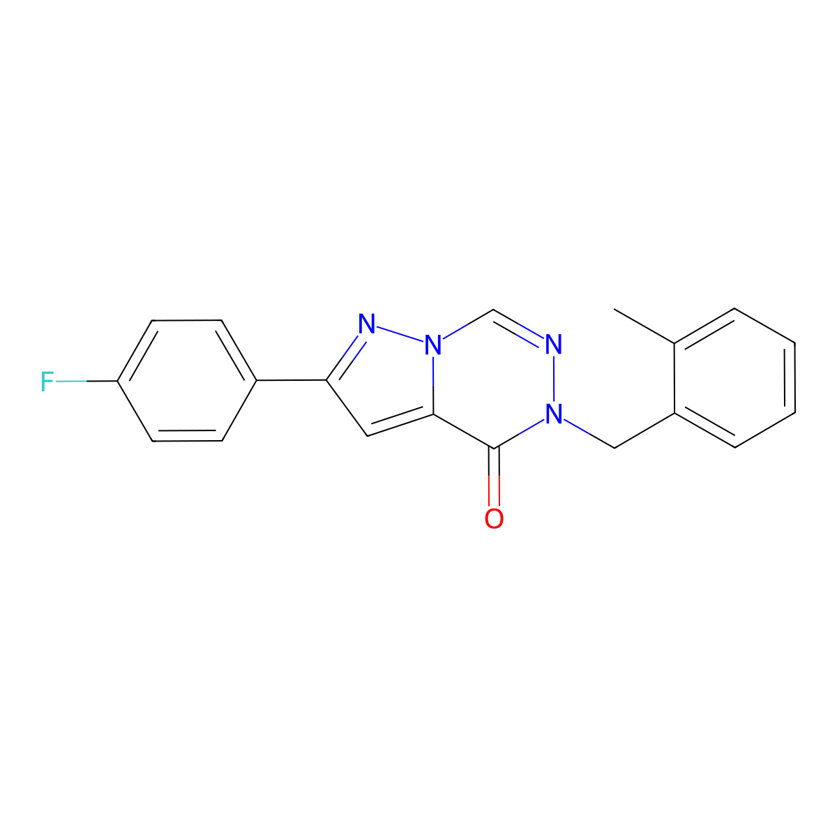 2-(4-fluorophenyl)-5-(2-methylbenzyl)pyrazolo[1,5-d][1,2,4]triazin-4(5H)-one molecular structure, CAS 1326806-34-1