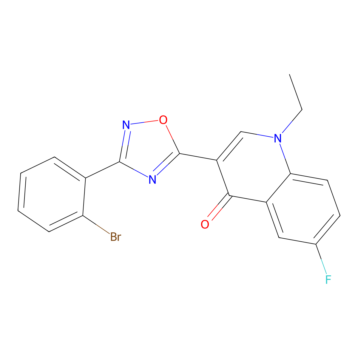 3-[3-(2-bromophenyl)-1,2,4-oxadiazol-5-yl]-1-ethyl-6-fluoroquinolin-4(1H)-one molecular structure, CAS 1326806-38-5