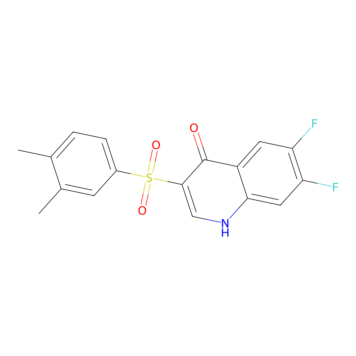 3-[(3,4-dimethylphenyl)sulfonyl]-6,7-difluoroquinolin-4(1H)-one molecular structure, CAS 1326806-71-6