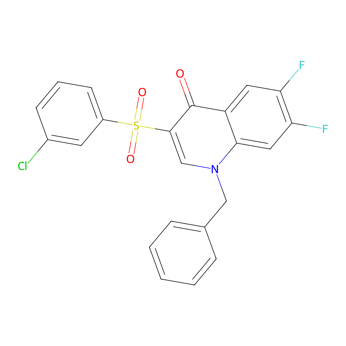 1-benzyl-3-[(3-chlorophenyl)sulfonyl]-6,7-difluoroquinolin-4(1H)-one molecular structure, CAS 1326806-72-7