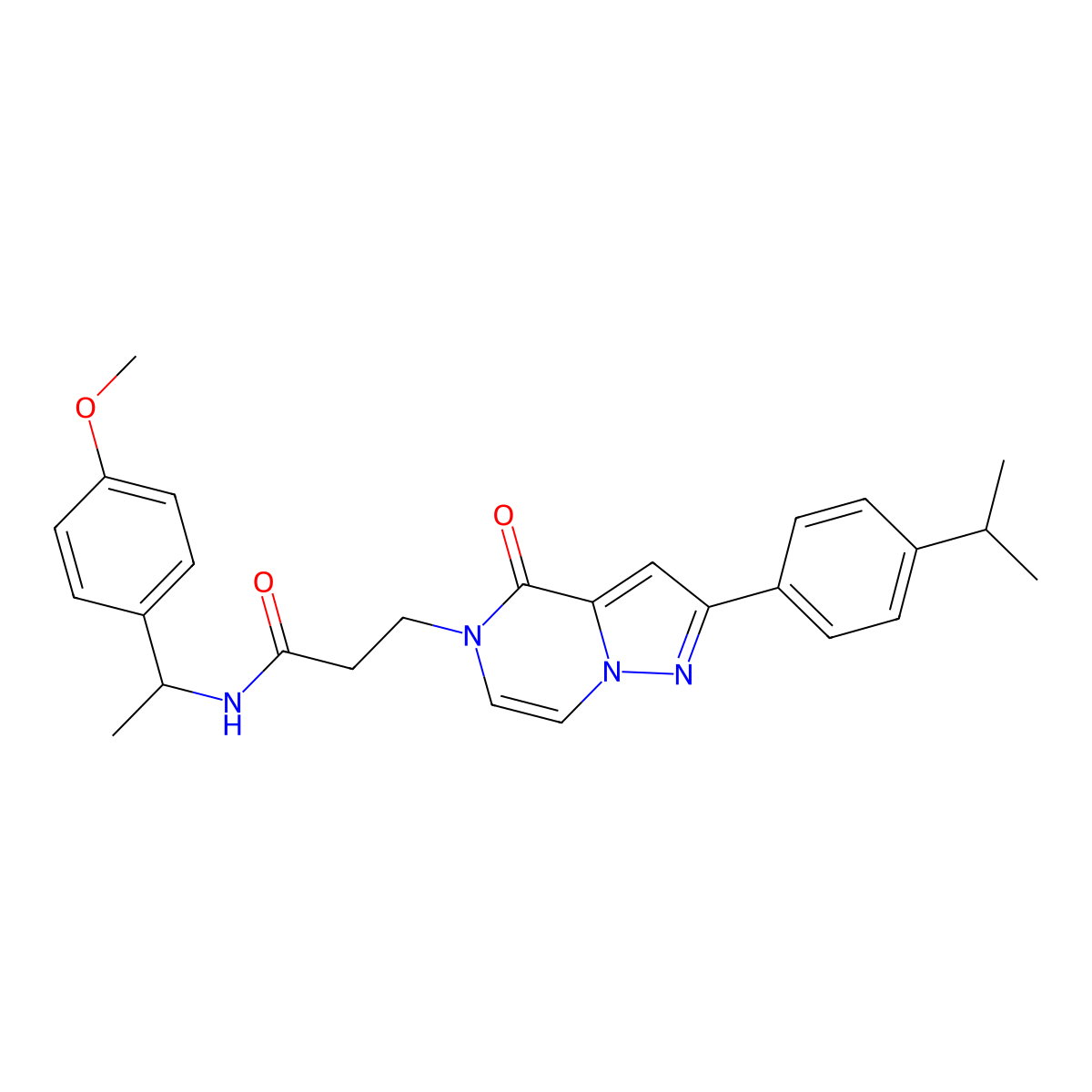 N-[1-(4-methoxyphenyl)ethyl]-3-{4-oxo-2-[4-(propan-2-yl)phenyl]pyrazolo[1,5-a]pyrazin-5(4H)-yl}propanamide molecular structure, CAS 1326806-82-9