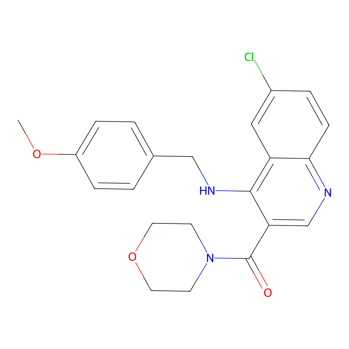 {6-Chloro-4-[(4-methoxybenzyl)amino]quinolin-3-yl}(morpholin-4-yl)methanone molecular structure, CAS 1326806-83-0