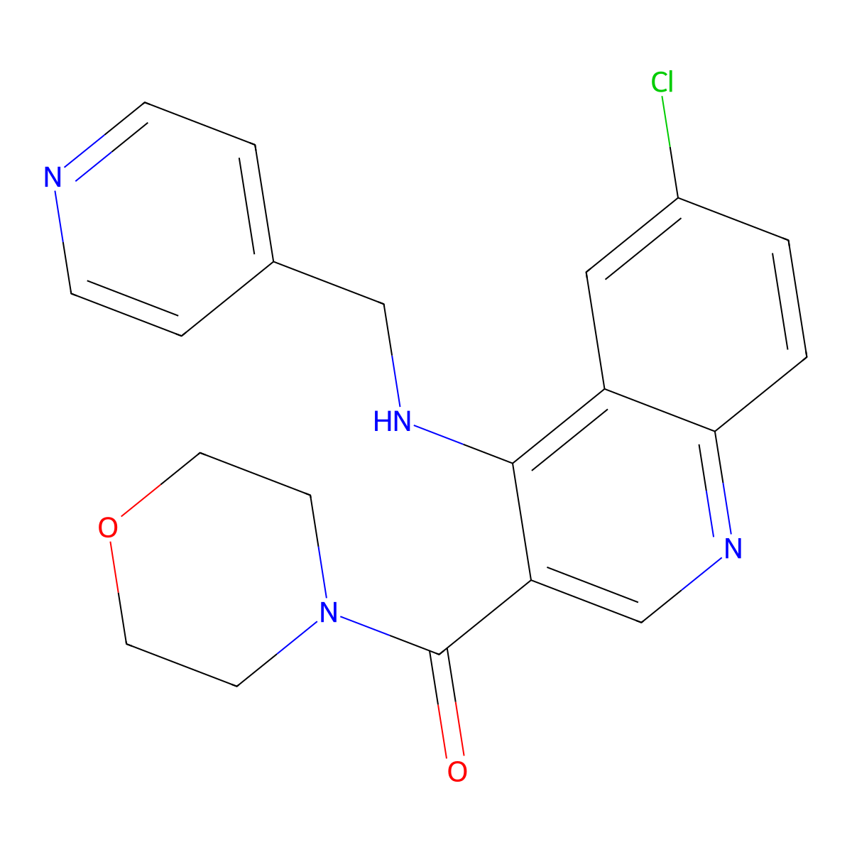 {6-Chloro-4-[(pyridin-4-ylmethyl)amino]quinolin-3-yl}(morpholin-4-yl)methanone molecular structure, CAS 1326806-91-0