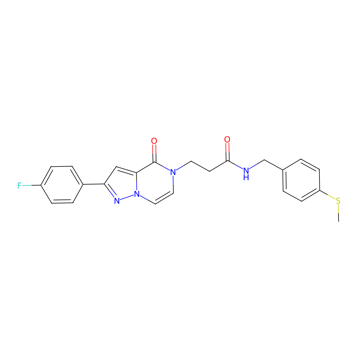 3-[2-(4-fluorophenyl)-4-oxo-4H,5H-pyrazolo[1,5-a]pyrazin-5-yl]-N-{[4-(methylsulfanyl)phenyl]methyl}propanamide molecular structure, CAS 1326806-97-6