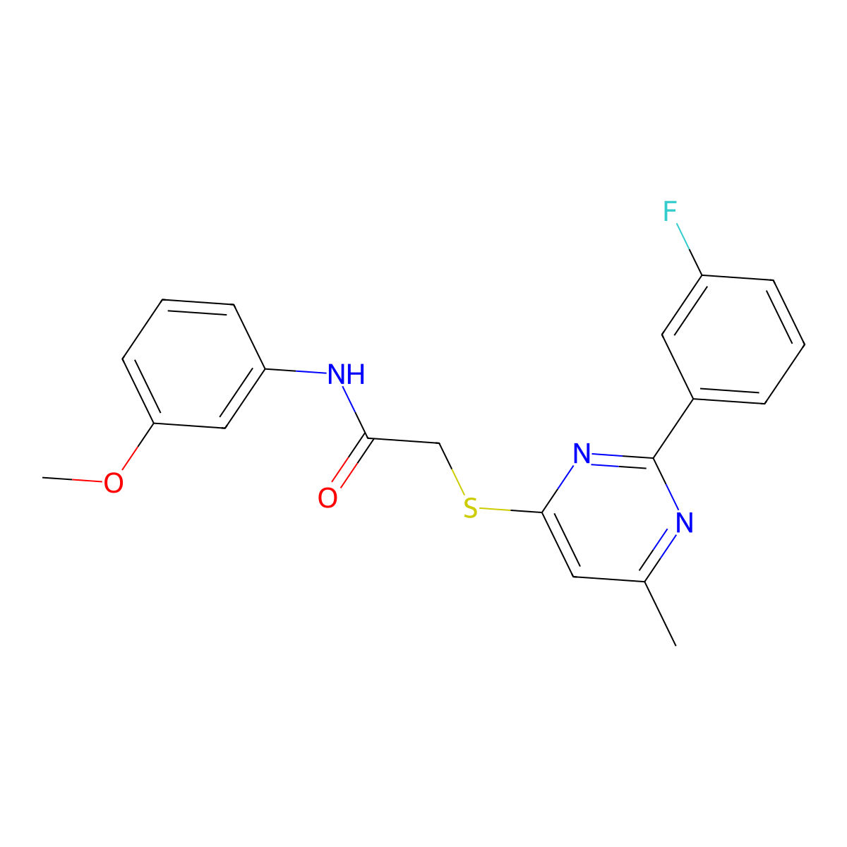 2-{[2-(3-fluorophenyl)-6-methylpyrimidin-4-yl]sulfanyl}-N-(3-methoxyphenyl)acetamide molecular structure, CAS 1326807-12-8