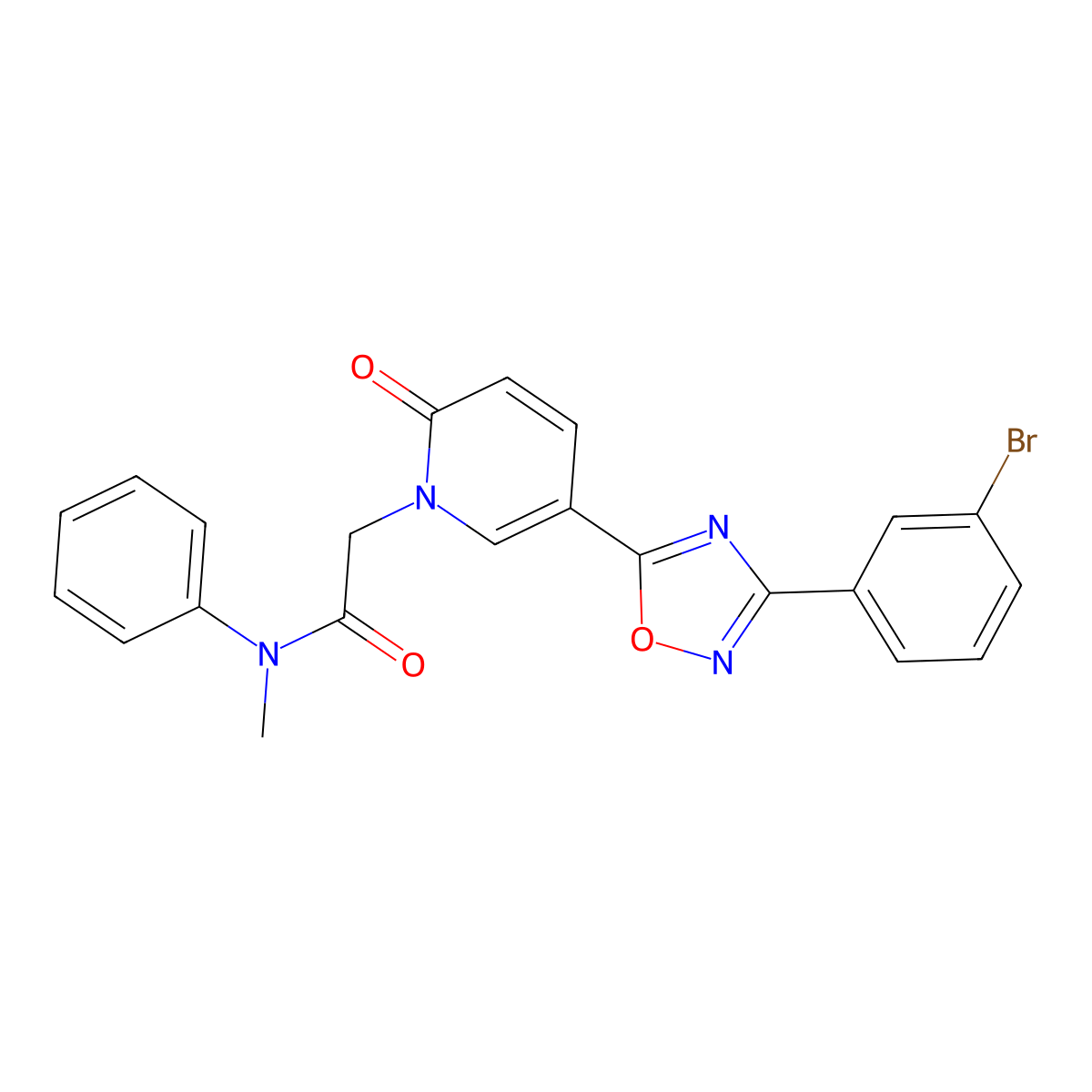 2-(5-(3-(3-bromophenyl)-1,2,4-oxadiazol-5-yl)-2-oxopyridin-1(2H)-yl)-N-methyl-N-phenylacetamide molecular structure, CAS 1326807-27-5