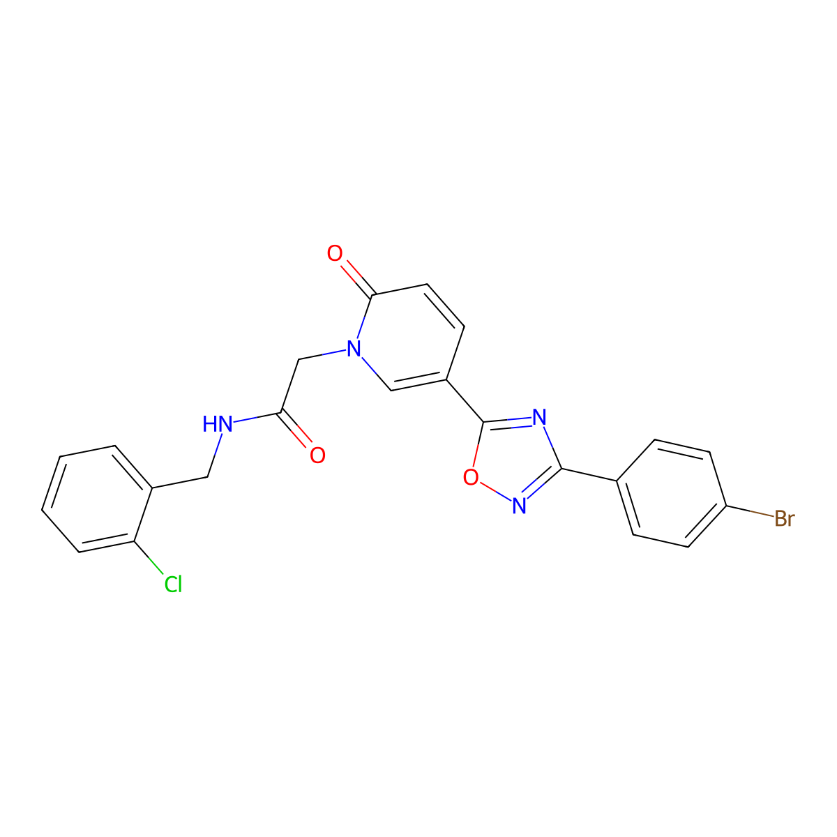 2-(5-(3-(4-bromophenyl)-1,2,4-oxadiazol-5-yl)-2-oxopyridin-1(2H)-yl)-N-(2-chlorobenzyl)acetamide molecular structure, CAS 1326807-30-0
