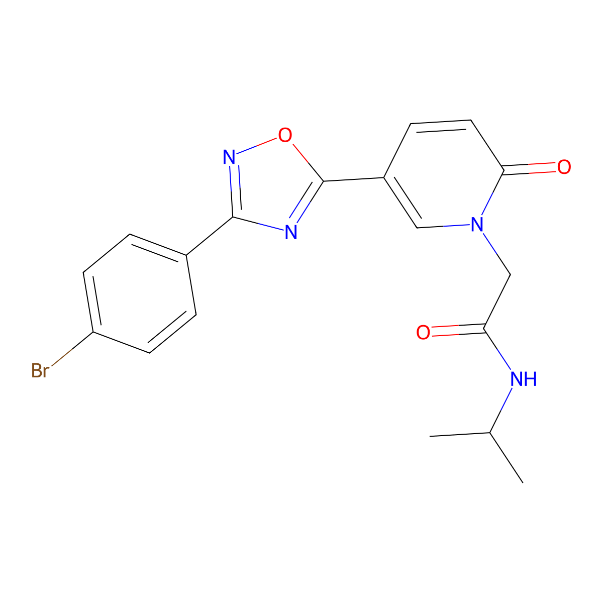 2-{5-[3-(4-bromophenyl)-1,2,4-oxadiazol-5-yl]-2-oxopyridin-1(2H)-yl}-N-(propan-2-yl)acetamide molecular structure, CAS 1326807-43-5