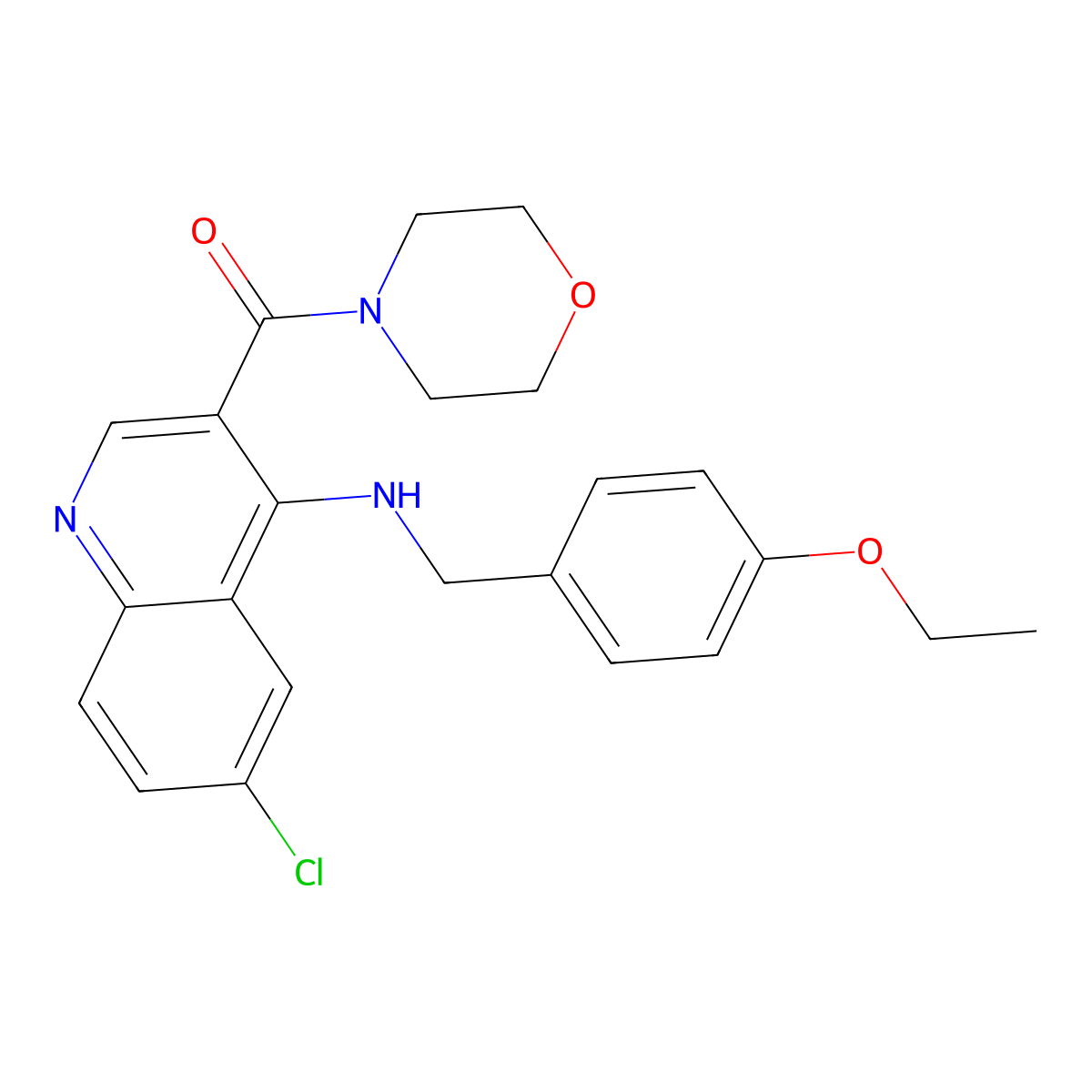 6-chloro-N-[(4-ethoxyphenyl)methyl]-3-(morpholine-4-carbonyl)quinolin-4-amine molecular structure, CAS 1326807-50-4