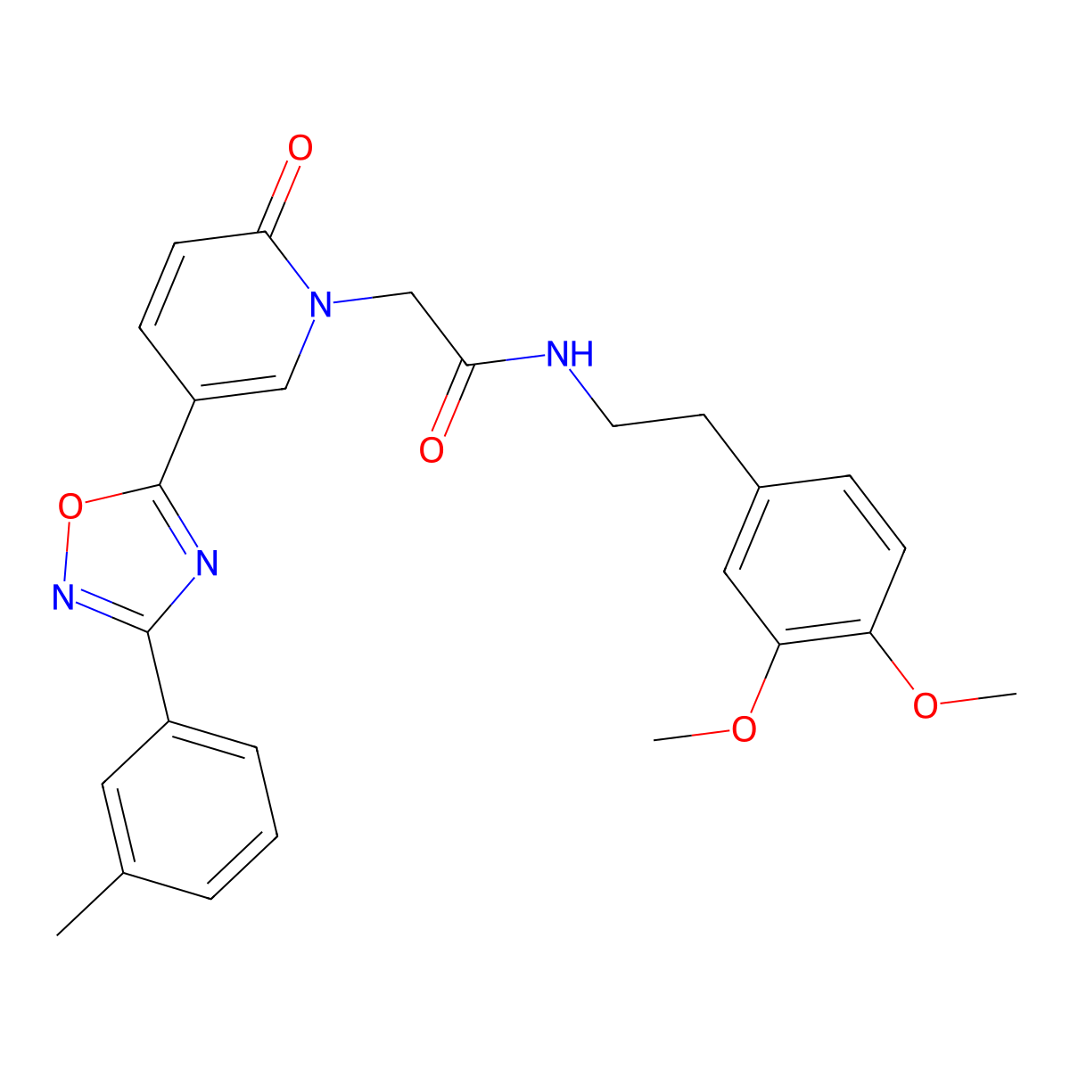 N-[2-(3,4-dimethoxyphenyl)ethyl]-2-{5-[3-(3-methylphenyl)-1,2,4-oxadiazol-5-yl]-2-oxopyridin-1(2H)-yl}acetamide molecular structure, CAS 1326807-57-1