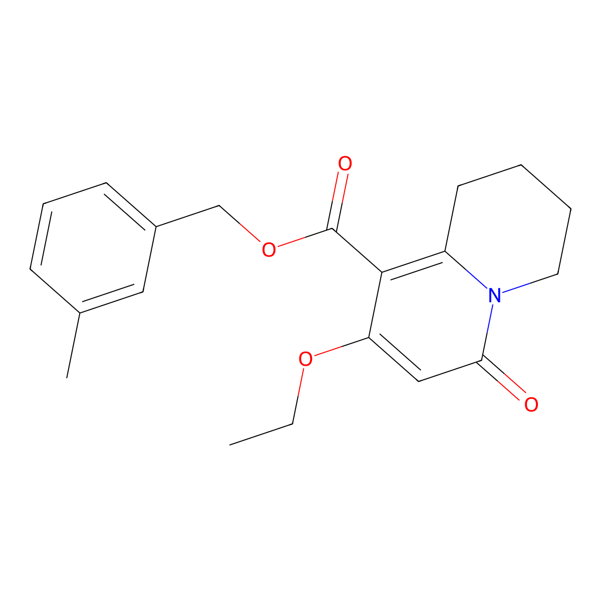 3-methylbenzyl 8-ethoxy-6-oxo-1,3,4,6-tetrahydro-2H-quinolizine-9-carboxylate molecular structure, CAS 1326807-73-1