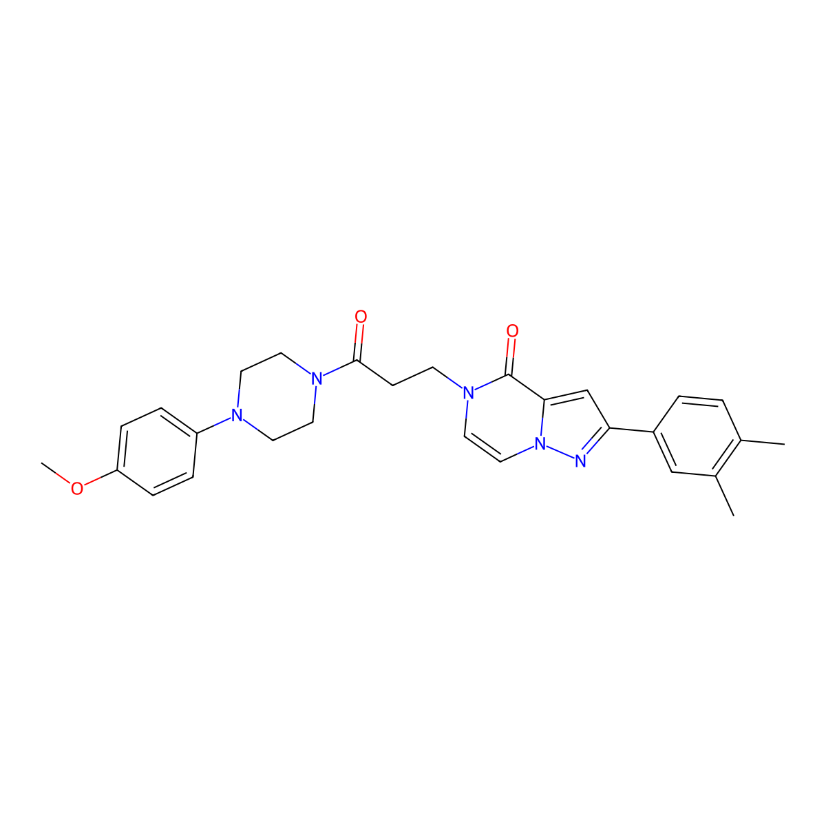 2-(3,4-dimethylphenyl)-5-{3-[4-(4-methoxyphenyl)piperazin-1-yl]-3-oxopropyl}-4H,5H-pyrazolo[1,5-a]pyrazin-4-one molecular structure, CAS 1326807-75-3