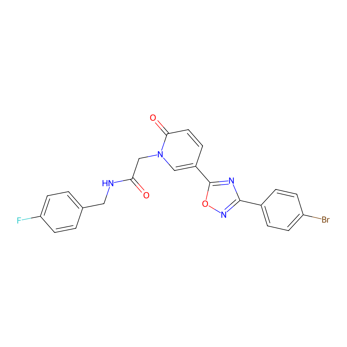 2-(5-(3-(4-bromophenyl)-1,2,4-oxadiazol-5-yl)-2-oxopyridin-1(2H)-yl)-N-(4-fluorobenzyl)acetamide molecular structure, CAS 1326807-88-8
