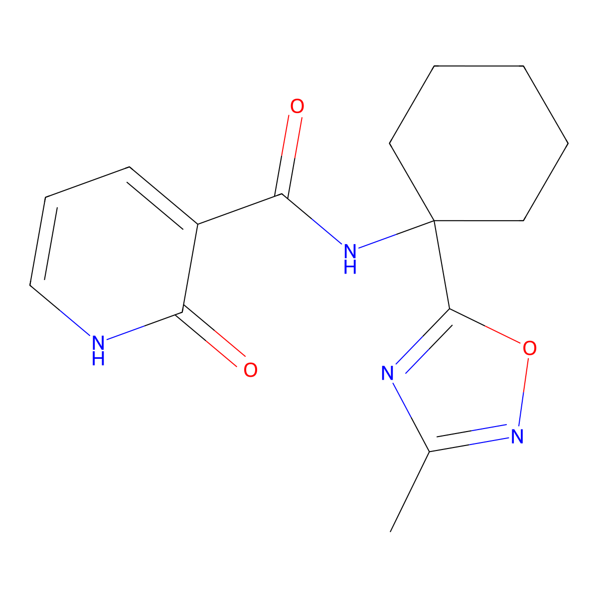 2-hydroxy-N~3~-[1-(3-methyl-1,2,4-oxadiazol-5-yl)cyclohexyl]nicotinamide molecular structure, CAS 1326807-91-3