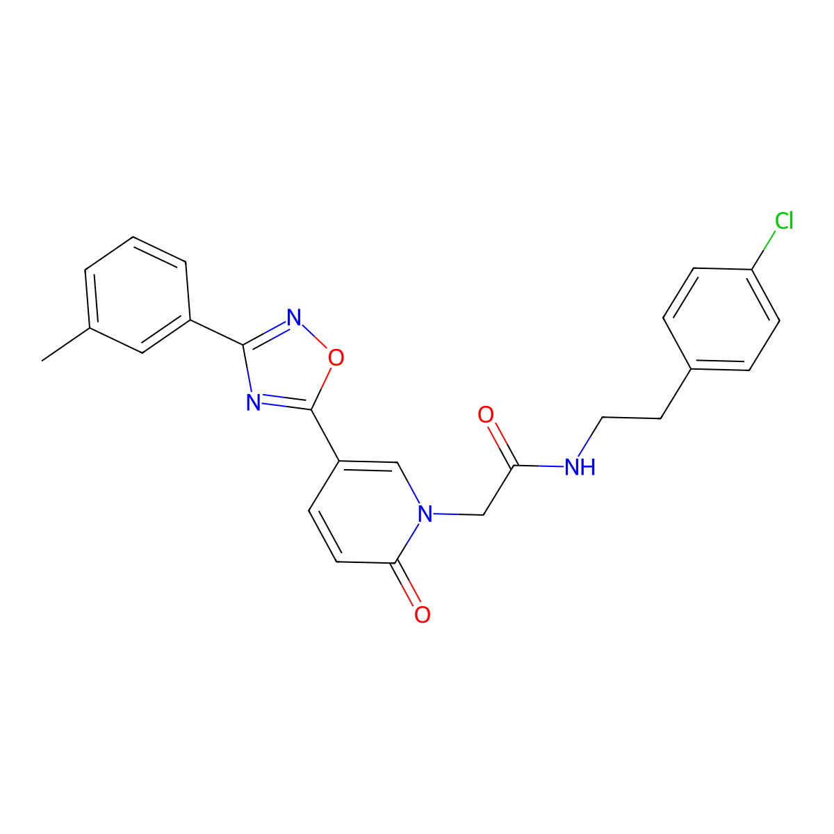 N-[2-(4-chlorophenyl)ethyl]-2-{5-[3-(3-methylphenyl)-1,2,4-oxadiazol-5-yl]-2-oxopyridin-1(2H)-yl}acetamide molecular structure, CAS 1326807-97-9