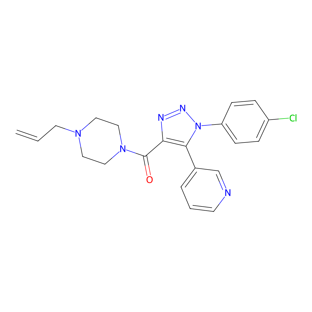 [1-(4-chlorophenyl)-5-(pyridin-3-yl)-1H-1,2,3-triazol-4-yl][4-(prop-2-en-1-yl)piperazin-1-yl]methanone molecular structure, CAS 1326808-11-0