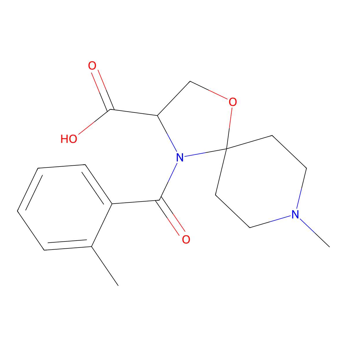 8-Methyl-4-(2-methylbenzoyl)-1-oxa-4,8-diazaspiro[4.5]decane-3-carboxylic acid molecular structure, CAS 1326808-35-8