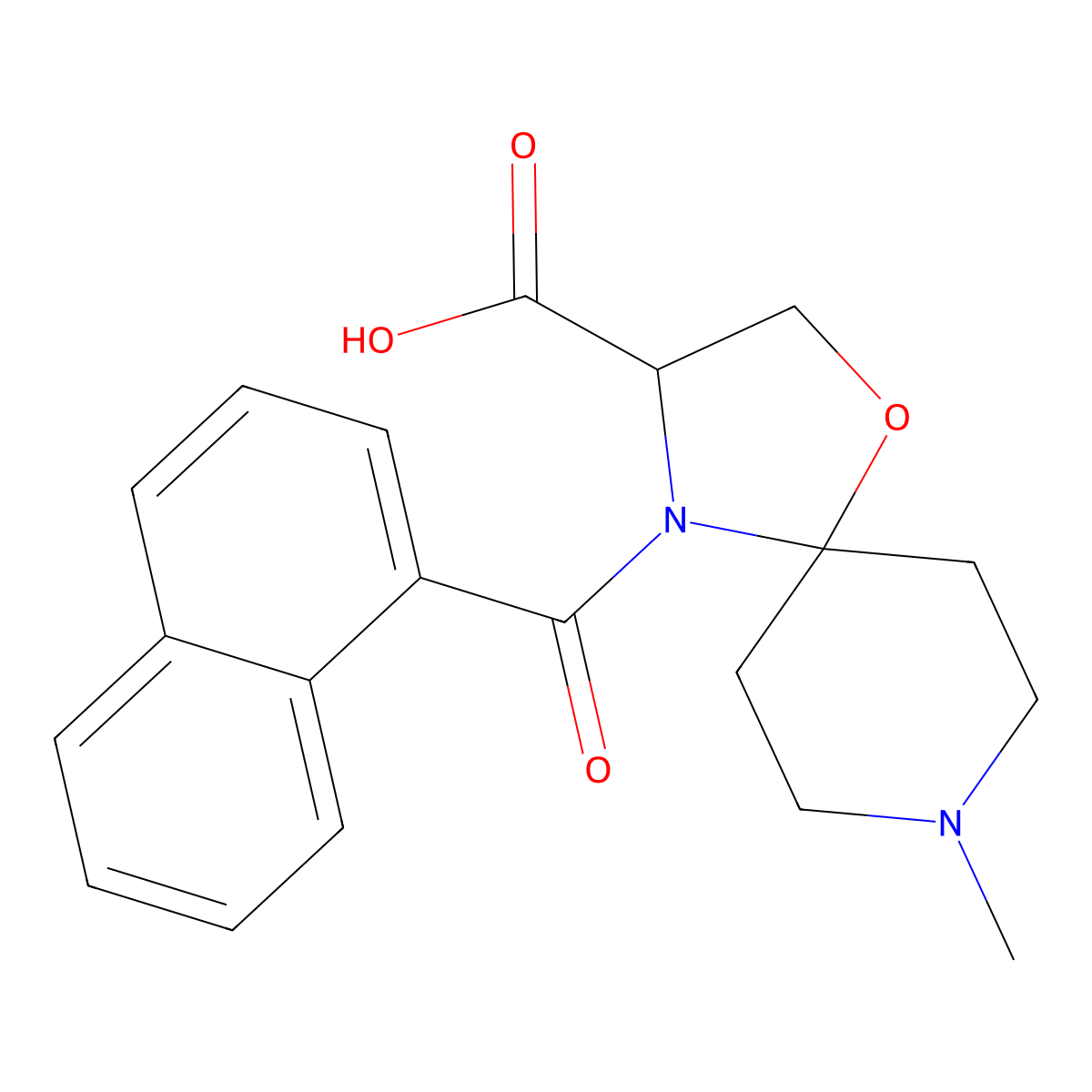 8-Methyl-4-(naphthalene-1-carbonyl)-1-oxa-4,8-diazaspiro[4.5]decane-3-carboxylic acid molecular structure, CAS 1326808-36-9
