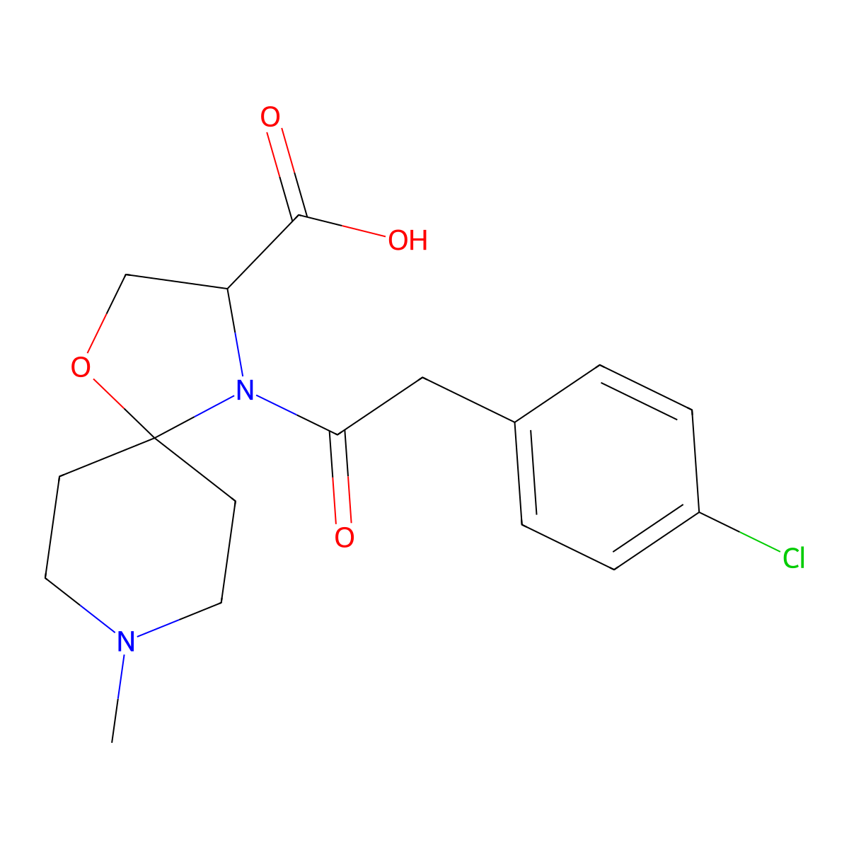 4-[2-(4-Chlorophenyl)acetyl]-8-methyl-1-oxa-4,8-diazaspiro[4.5]decane-3-carboxylic acid molecular structure, CAS 1326808-38-1
