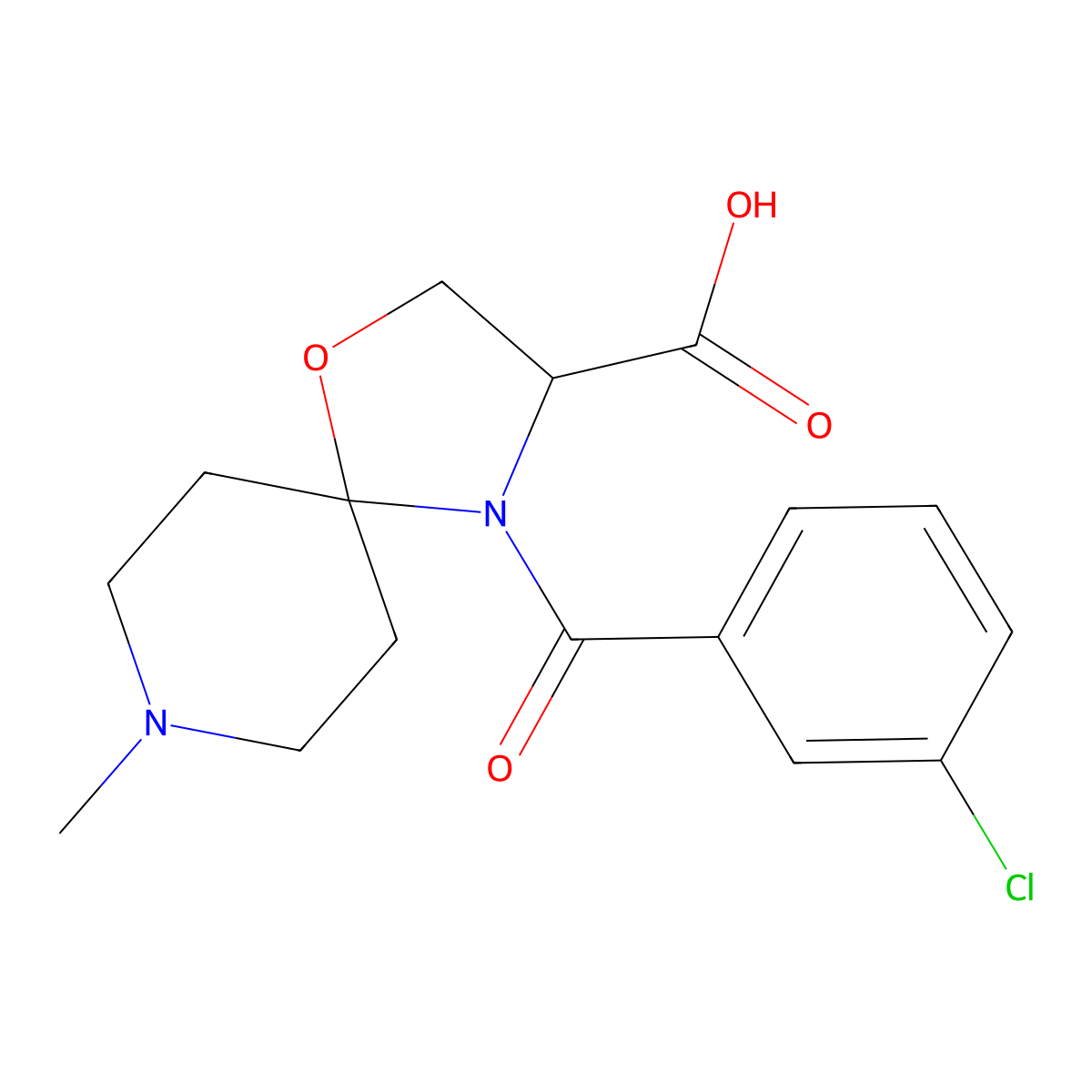 4-(3-Chlorobenzoyl)-8-methyl-1-oxa-4,8-diazaspiro[4.5]decane-3-carboxylic acid molecular structure, CAS 1326808-39-2