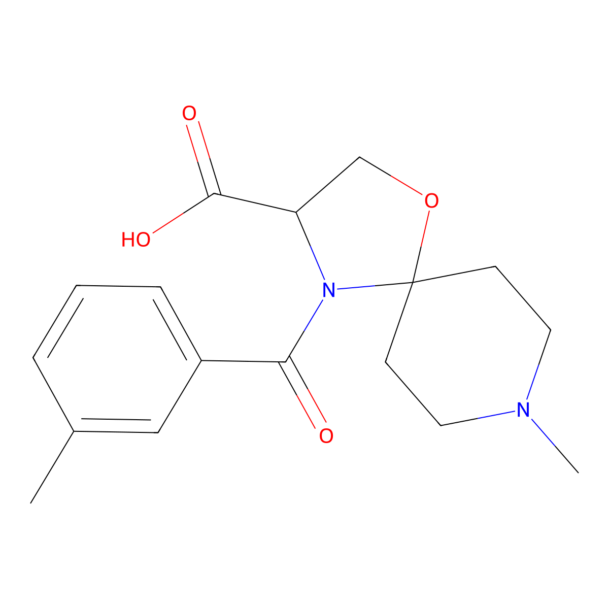 8-Methyl-4-(3-methylbenzoyl)-1-oxa-4,8-diazaspiro[4.5]decane-3-carboxylic acid molecular structure, CAS 1326808-40-5