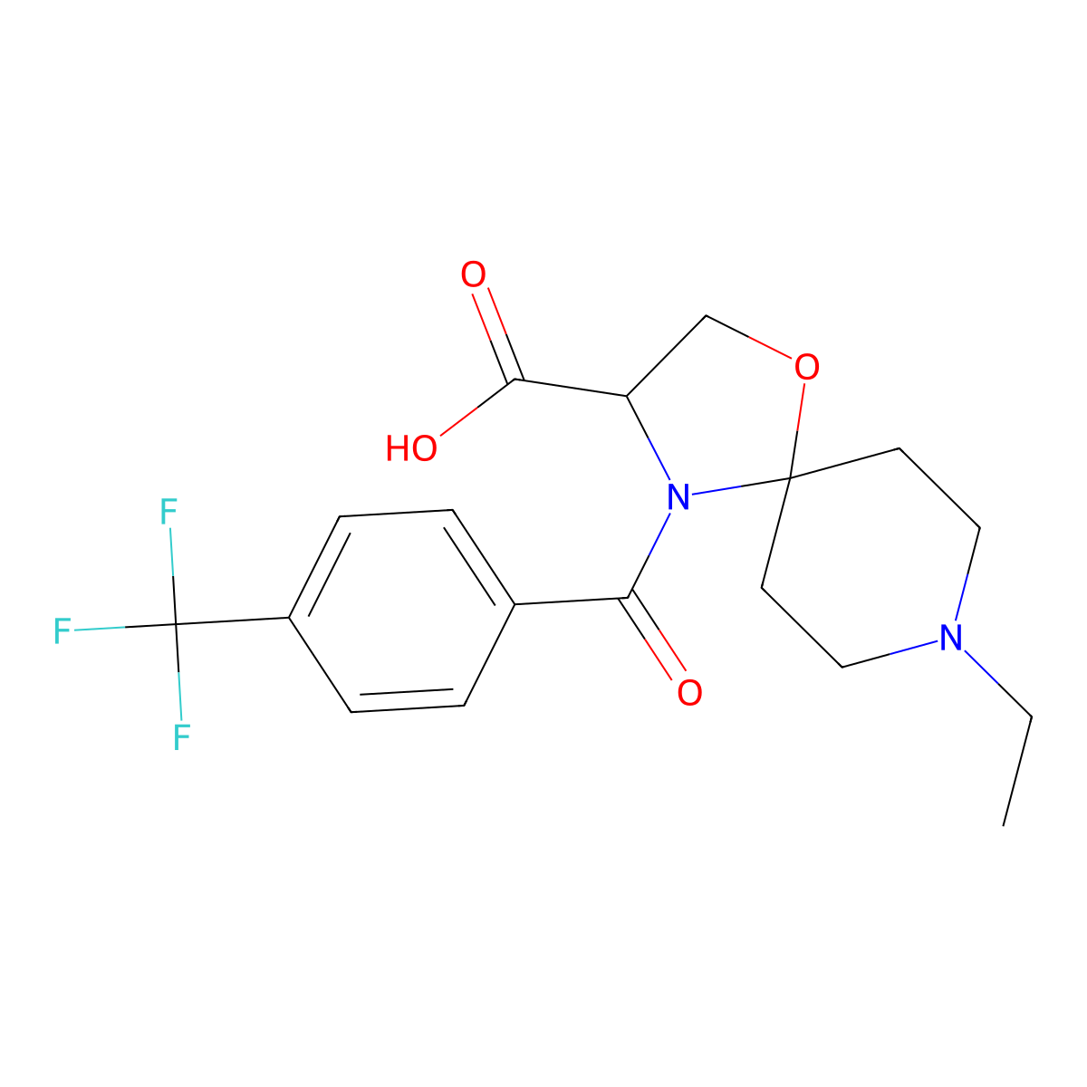 8-Ethyl-4-[4-(trifluoromethyl)benzoyl]-1-oxa-4,8-diazaspiro[4.5]decane-3-carboxylic acid molecular structure, CAS 1326808-42-7