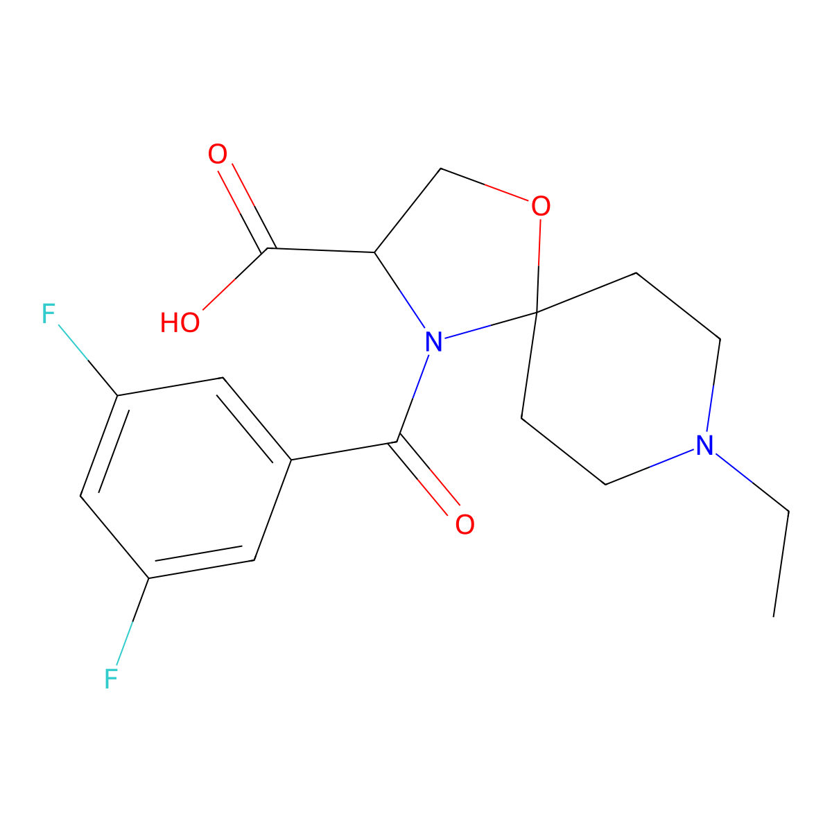 4-(3,5-Difluorobenzoyl)-8-ethyl-1-oxa-4,8-diazaspiro[4.5]decane-3-carboxylic acid molecular structure, CAS 1326808-43-8