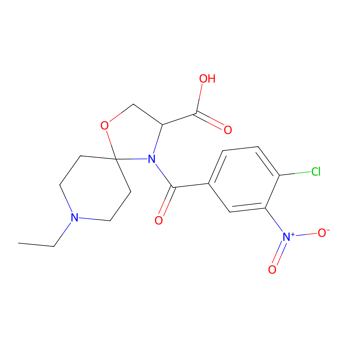 4-(4-Chloro-3-nitrobenzoyl)-8-ethyl-1-oxa-4,8-diazaspiro[4.5]decane-3-carboxylic acid molecular structure, CAS 1326808-44-9
