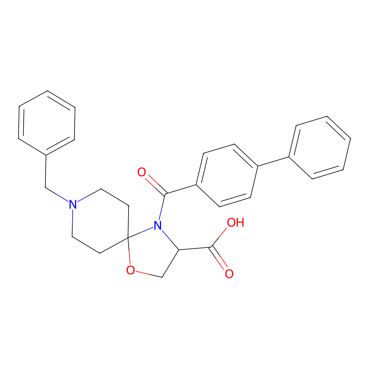 8-Benzyl-4-(4-phenylbenzoyl)-1-oxa-4,8-diazaspiro[4.5]decane-3-carboxylic acid molecular structure, CAS 1326808-51-8