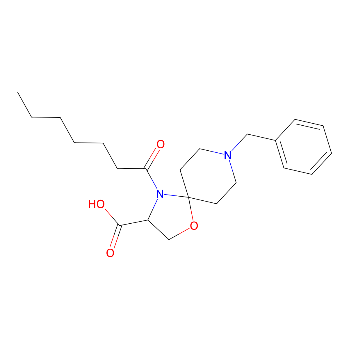 8-Benzyl-4-heptanoyl-1-oxa-4,8-diazaspiro[4.5]decane-3-carboxylic acid molecular structure, CAS 1326808-54-1