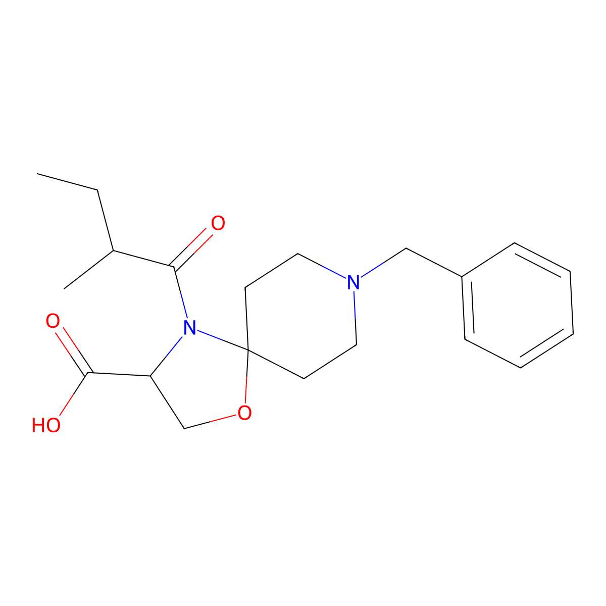 8-Benzyl-4-(2-methylbutanoyl)-1-oxa-4,8-diazaspiro[4.5]decane-3-carboxylic acid molecular structure, CAS 1326808-55-2
