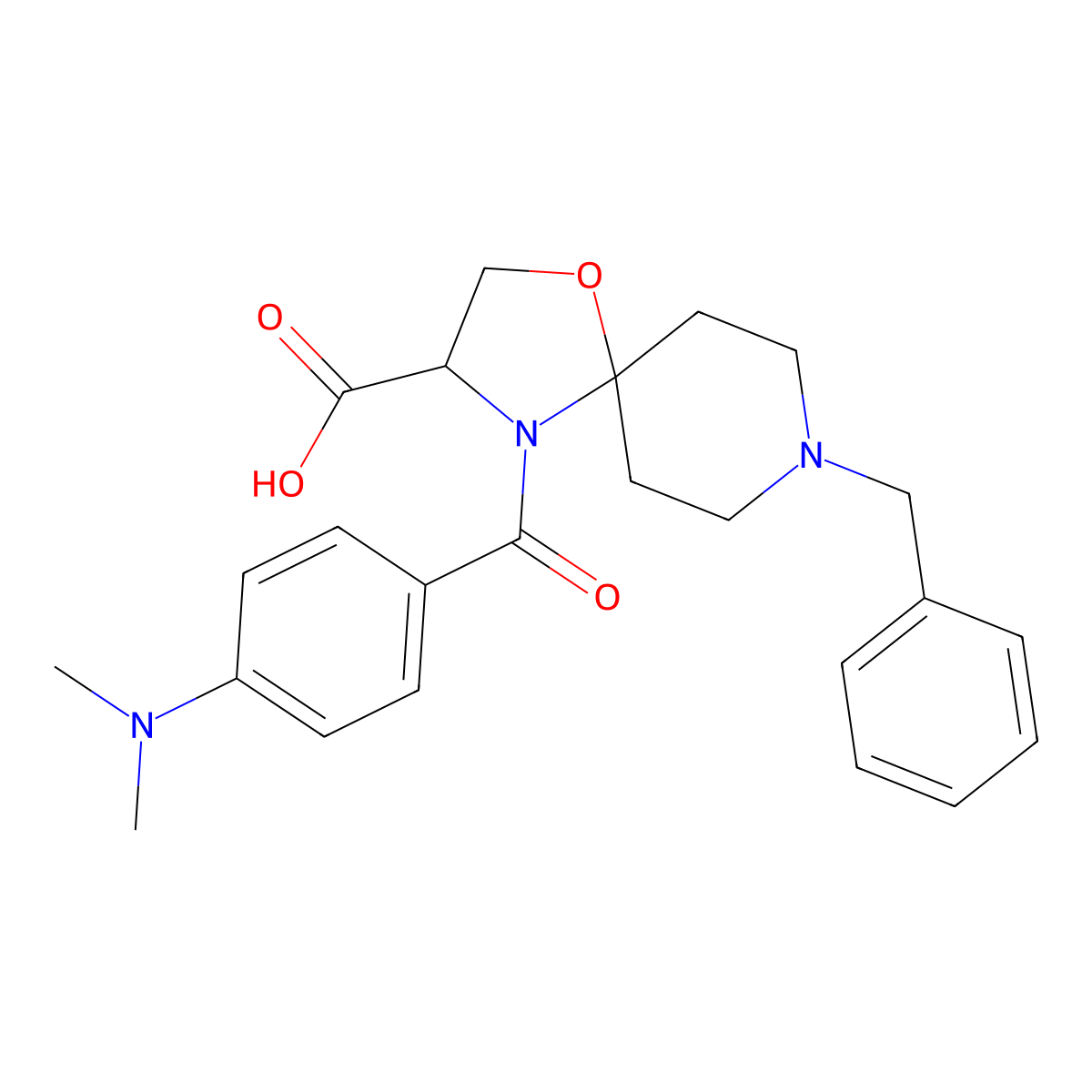8-Benzyl-4-[4-(dimethylamino)benzoyl]-1-oxa-4,8-diazaspiro[4.5]decane-3-carboxylic acid molecular structure, CAS 1326808-56-3