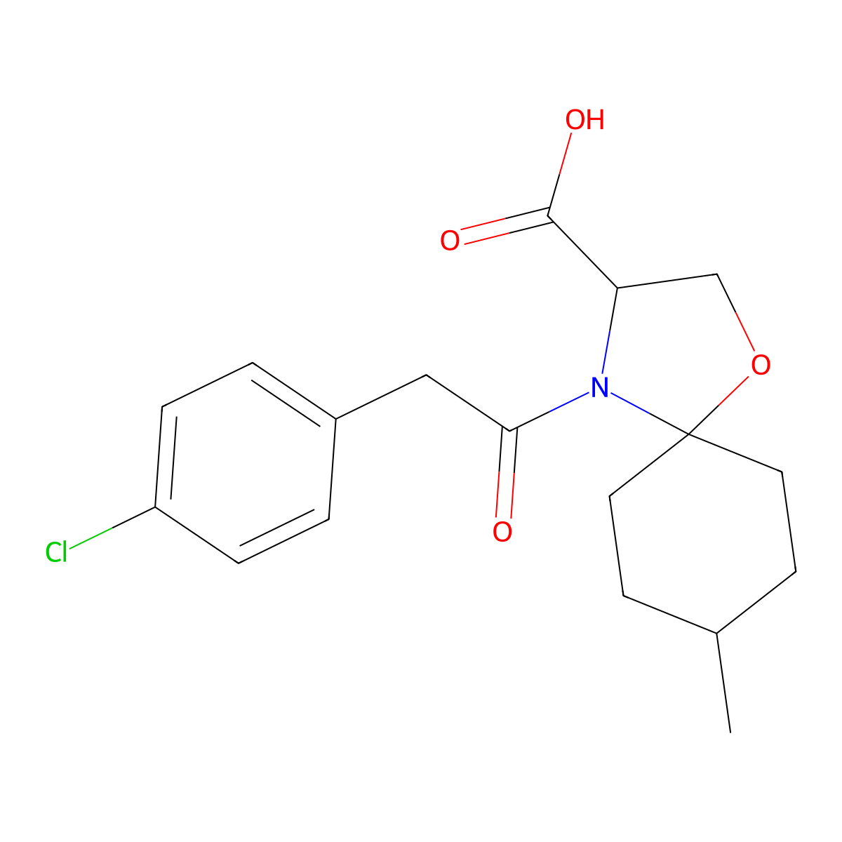 4-[2-(4-Chlorophenyl)acetyl]-8-methyl-1-oxa-4-azaspiro[4.5]decane-3-carboxylic acid molecular structure, CAS 1326808-61-0