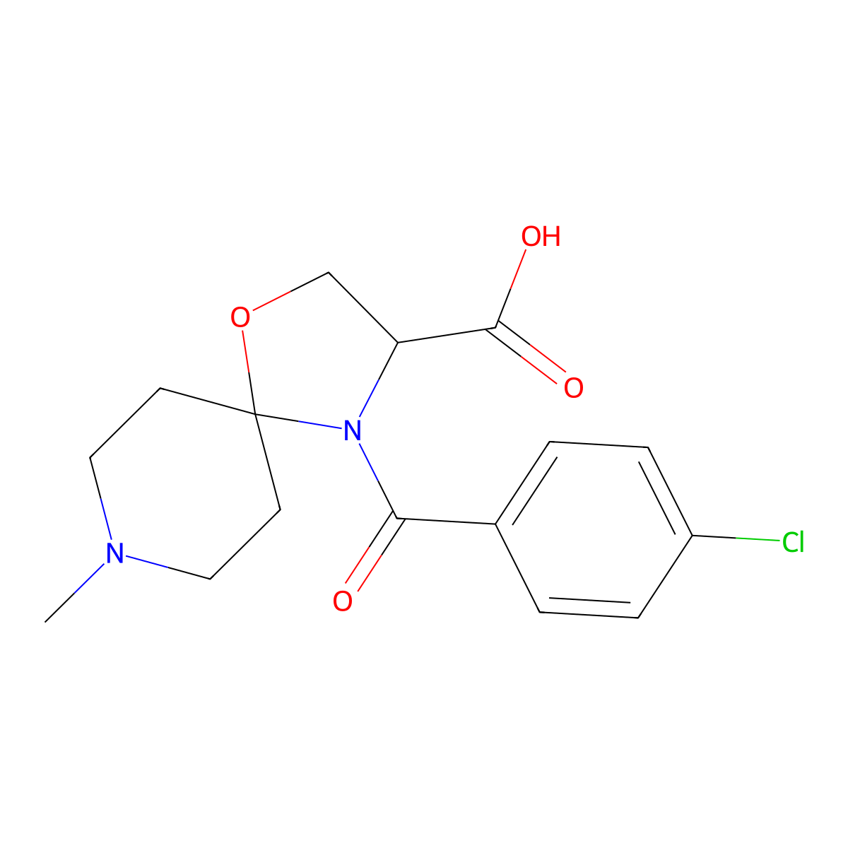 4-(4-Chlorobenzoyl)-8-methyl-1-oxa-4,8-diazaspiro[4.5]decane-3-carboxylic acid molecular structure, CAS 1326808-62-1