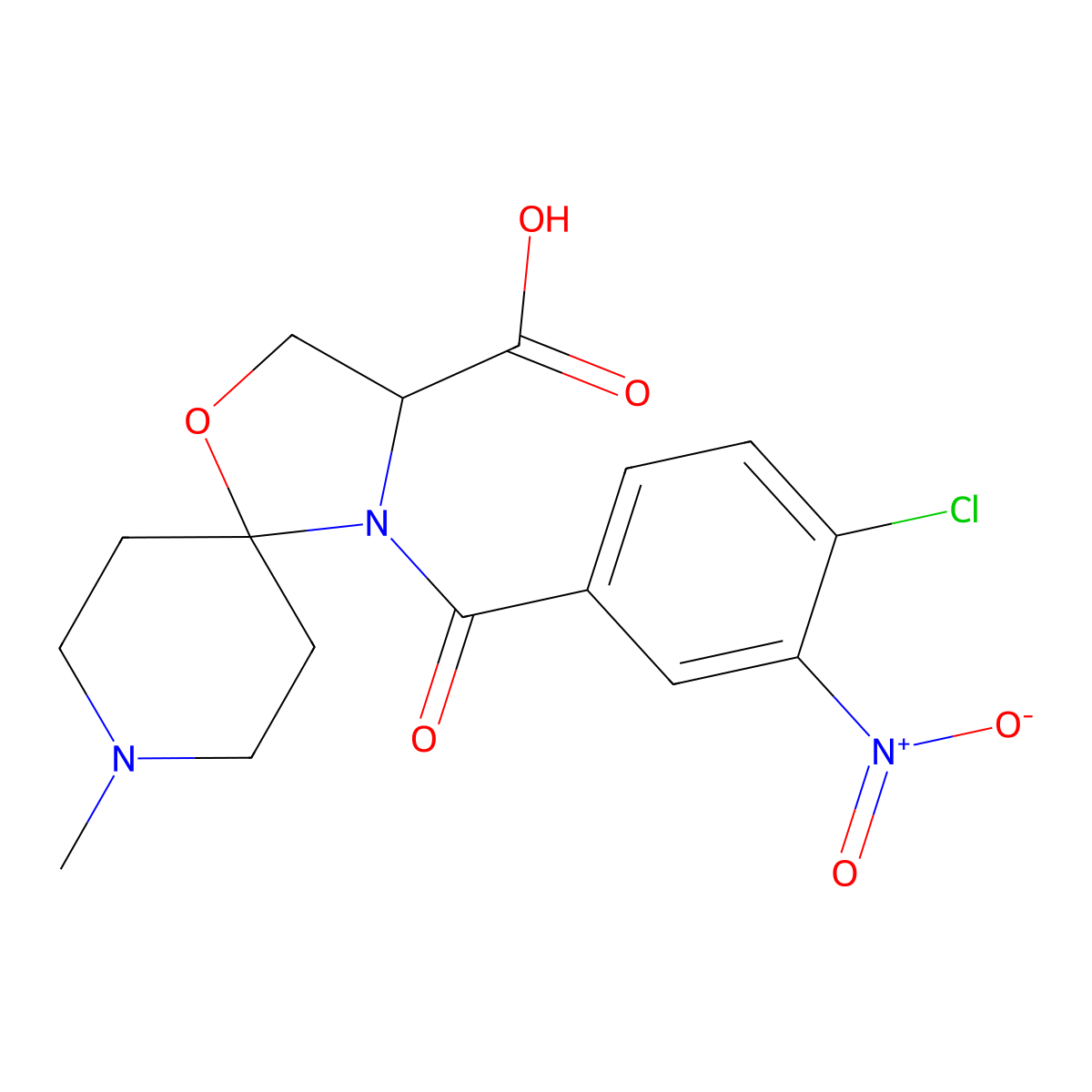 4-(4-Chloro-3-nitrobenzoyl)-8-methyl-1-oxa-4,8-diazaspiro[4.5]decane-3-carboxylic acid molecular structure, CAS 1326808-65-4