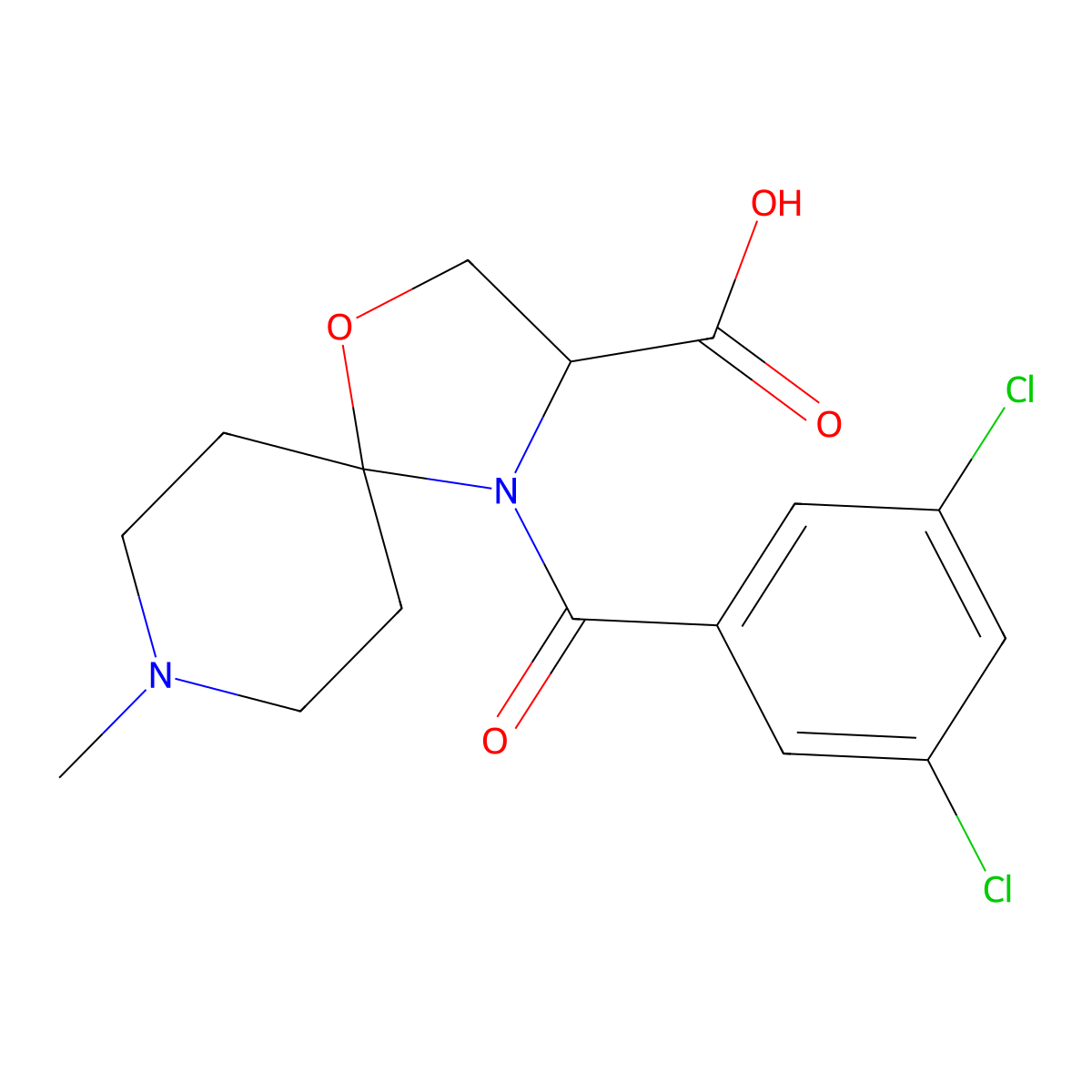 4-(3,5-Dichlorobenzoyl)-8-methyl-1-oxa-4,8-diazaspiro[4.5]decane-3-carboxylic acid molecular structure, CAS 1326808-66-5