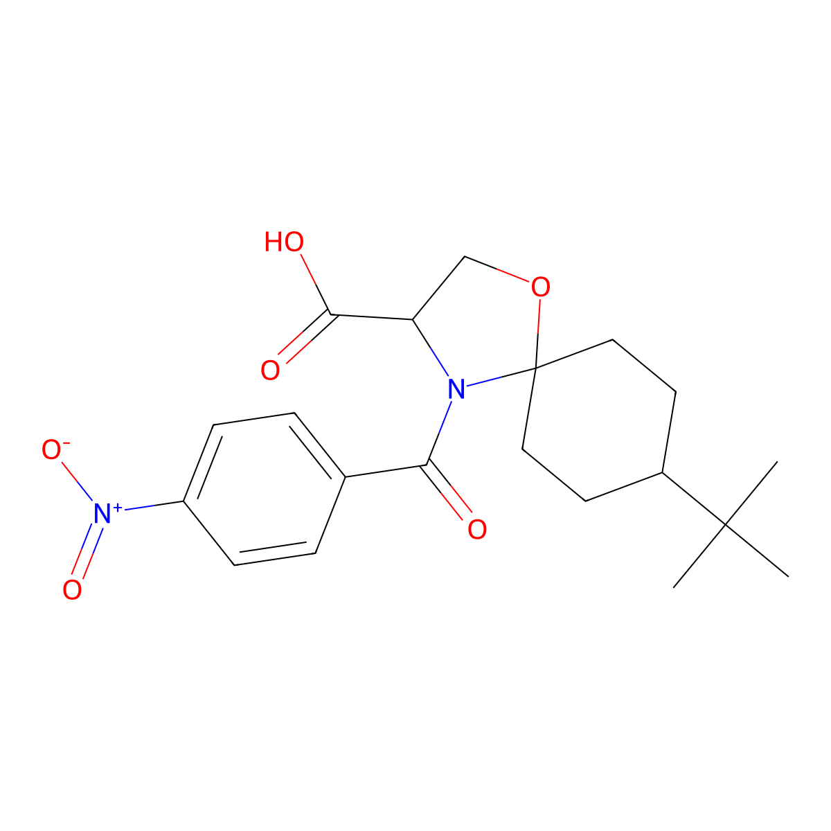 8-tert-Butyl-4-(4-nitrobenzoyl)-1-oxa-4-azaspiro[4.5]decane-3-carboxylic acid molecular structure, CAS 1326808-77-8