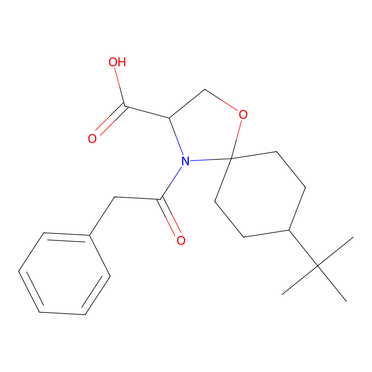 8-tert-Butyl-4-(2-phenylacetyl)-1-oxa-4-azaspiro[4.5]decane-3-carboxylic acid molecular structure, CAS 1326808-78-9