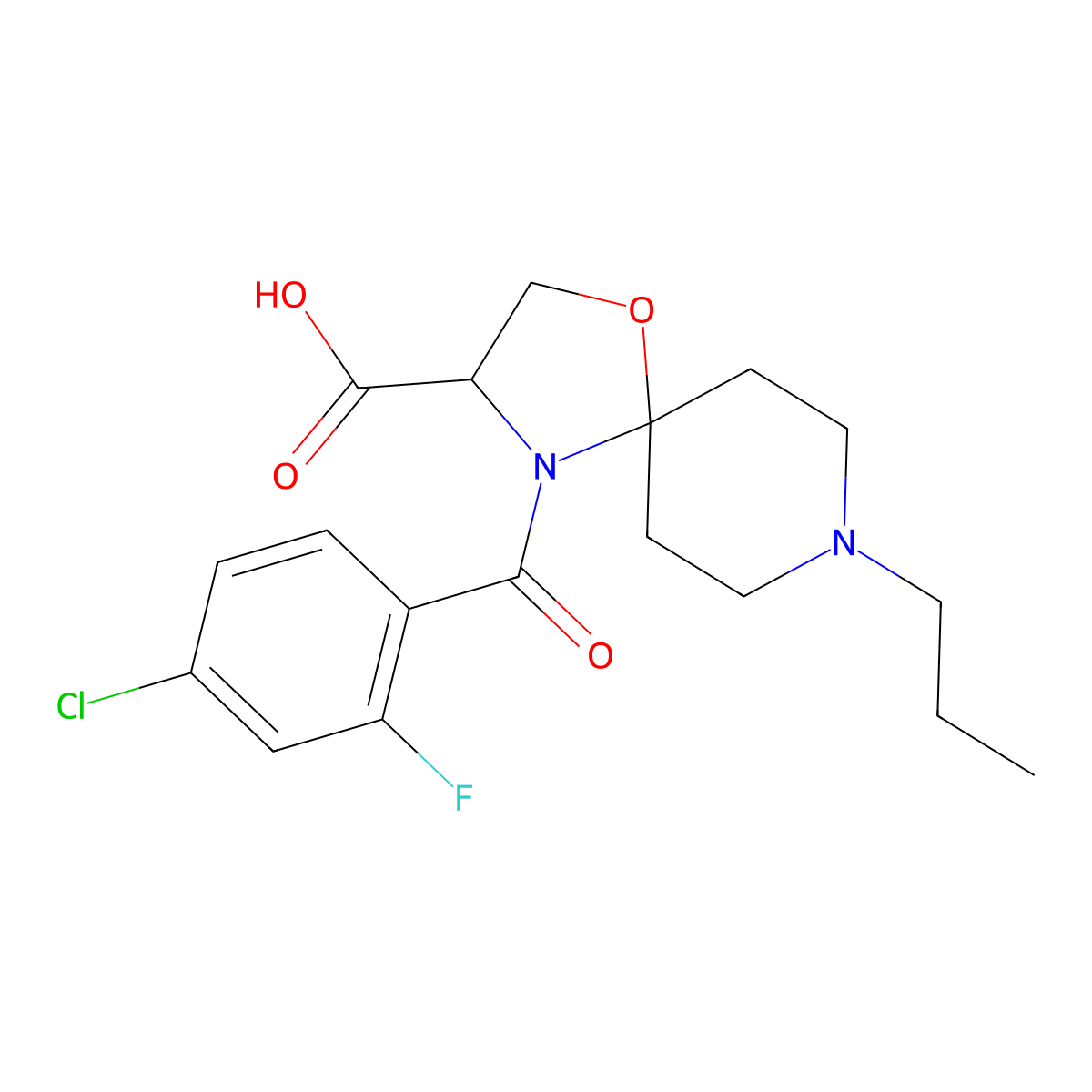 4-(4-Chloro-2-fluorobenzoyl)-8-propyl-1-oxa-4,8-diazaspiro[4.5]decane-3-carboxylic acid molecular structure, CAS 1326808-79-0