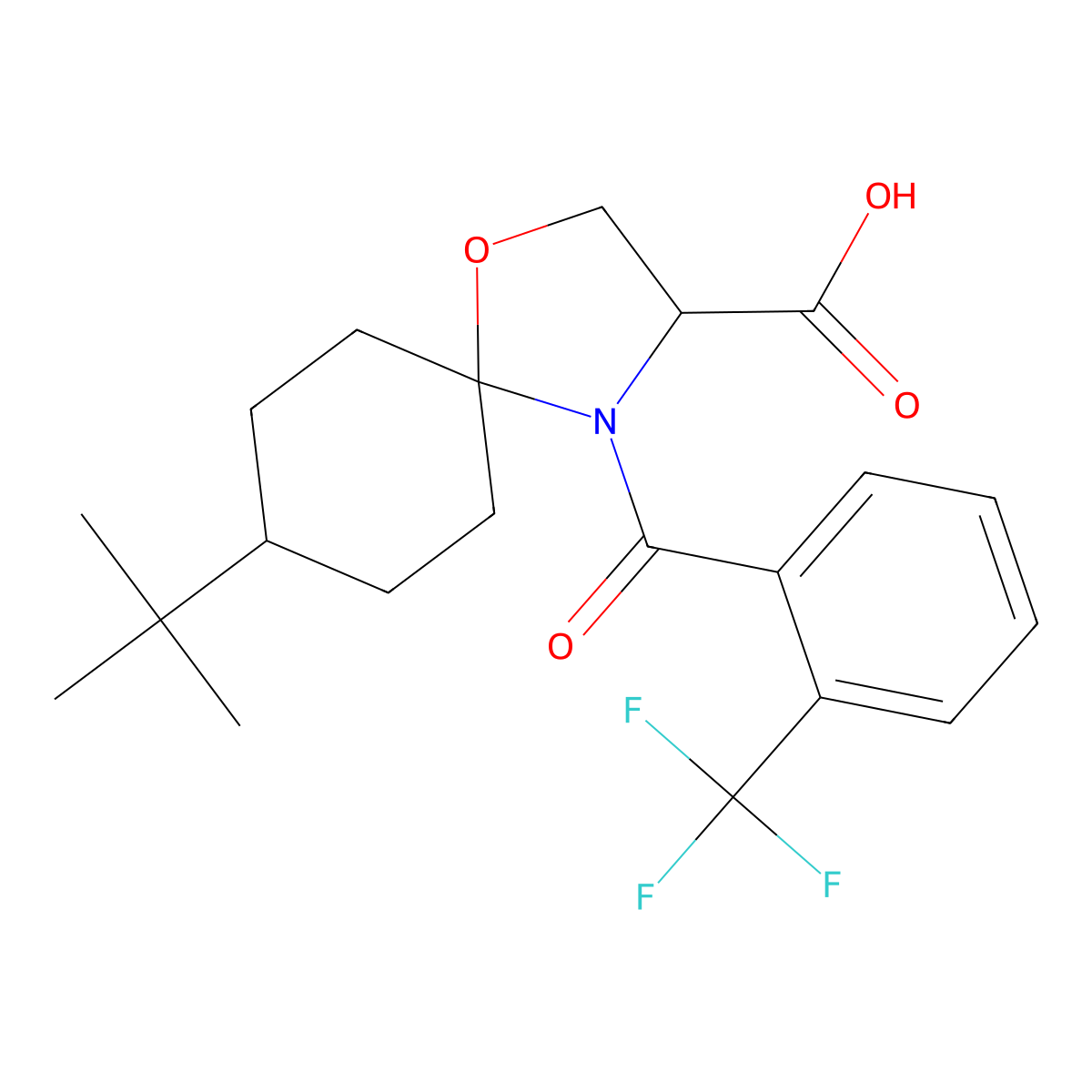 8-tert-Butyl-4-[2-(trifluoromethyl)benzoyl]-1-oxa-4-azaspiro[4.5]decane-3-carboxylic acid molecular structure, CAS 1326808-82-5