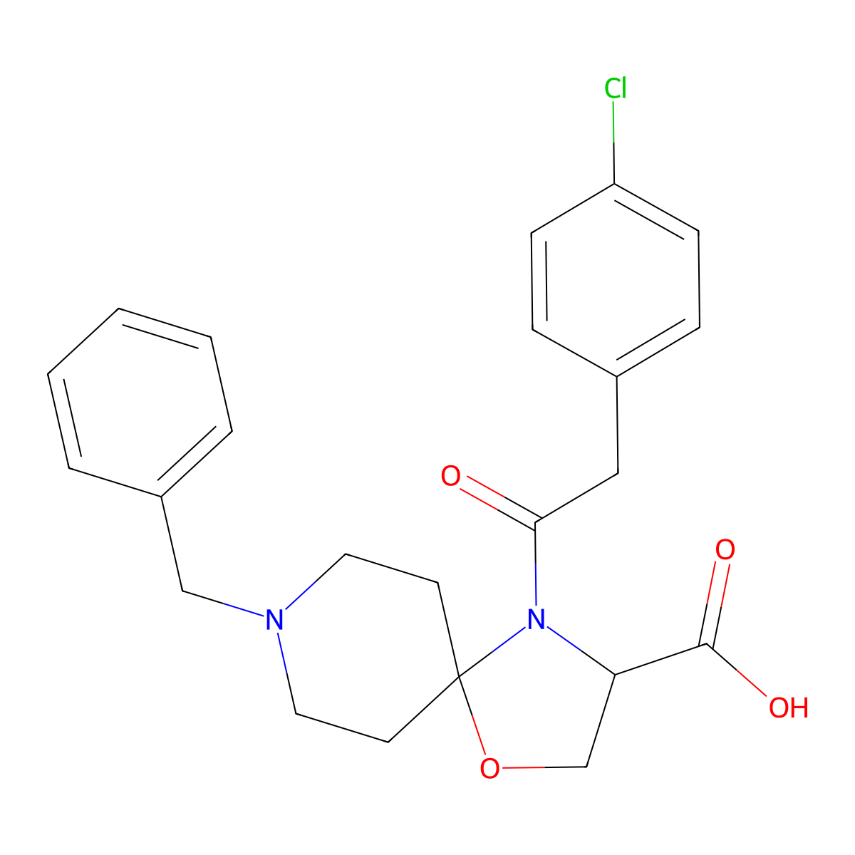 8-Benzyl-4-[2-(4-chlorophenyl)acetyl]-1-oxa-4,8-diazaspiro[4.5]decane-3-carboxylic acid molecular structure, CAS 1326808-90-5