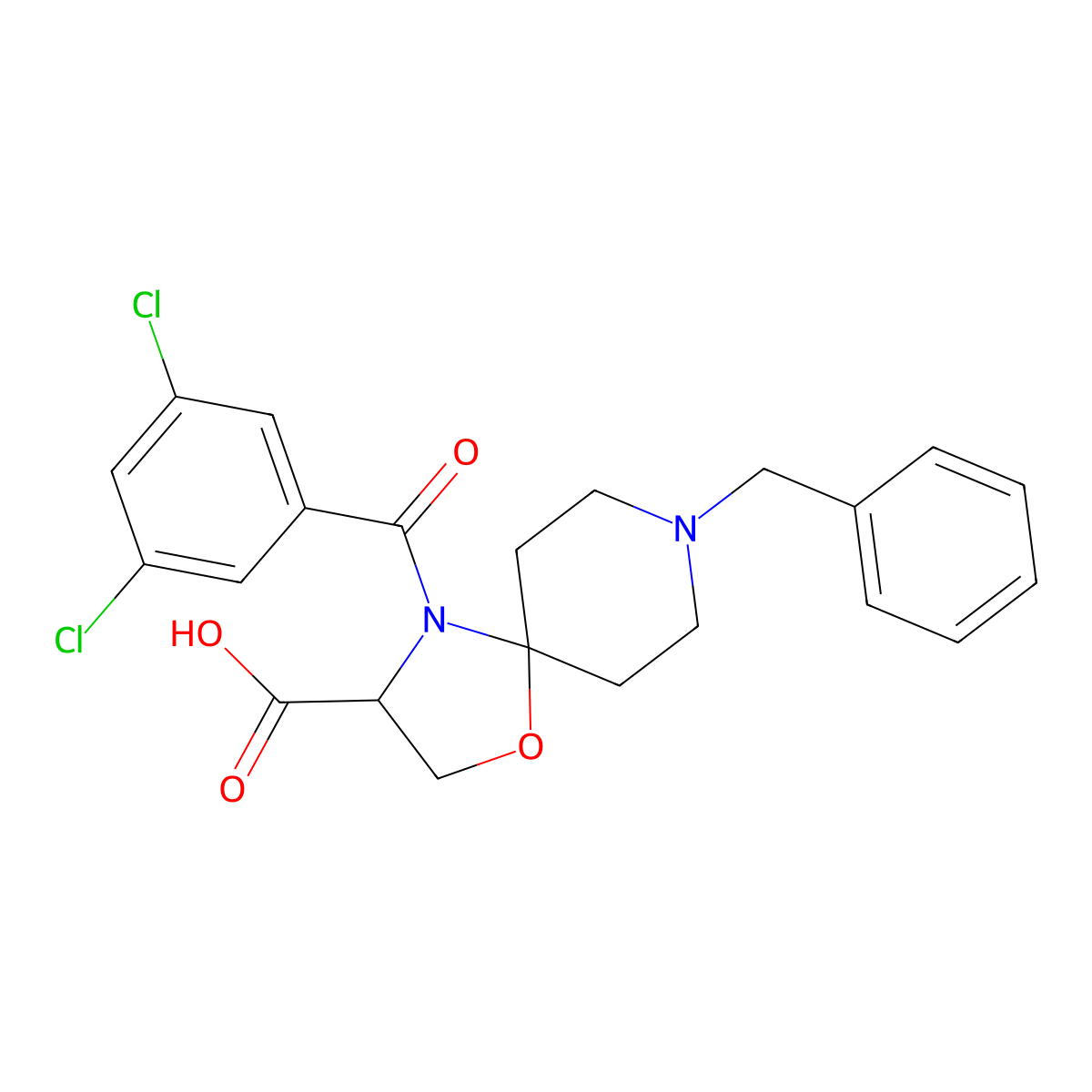 8-Benzyl-4-(3,5-dichlorobenzoyl)-1-oxa-4,8-diazaspiro[4.5]decane-3-carboxylic acid molecular structure, CAS 1326808-91-6