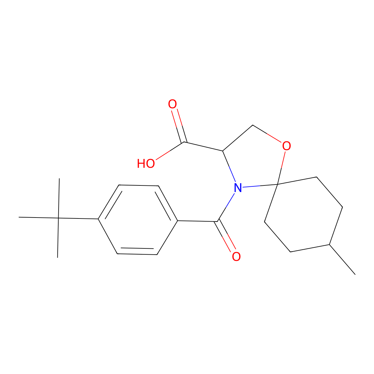 4-(4-tert-Butylbenzoyl)-8-methyl-1-oxa-4-azaspiro[4.5]decane-3-carboxylic acid molecular structure, CAS 1326808-92-7