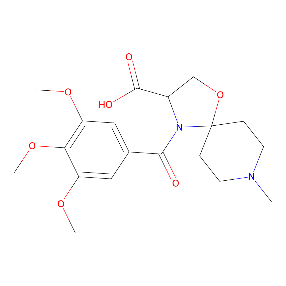 8-Methyl-4-(3,4,5-trimethoxybenzoyl)-1-oxa-4,8-diazaspiro[4.5]decane-3-carboxylic acid molecular structure, CAS 1326808-97-2