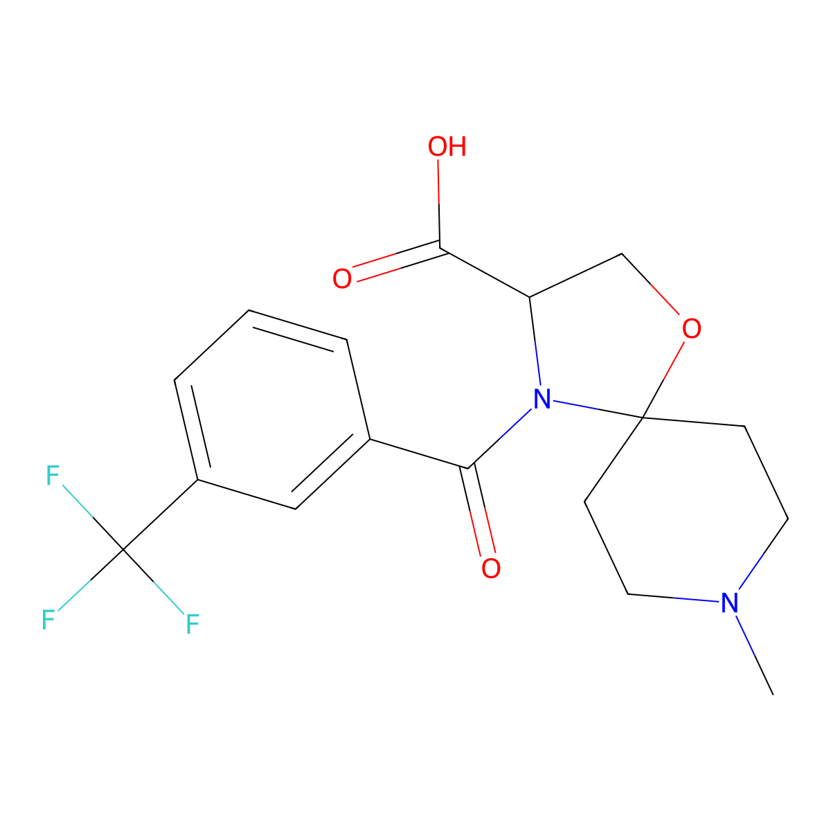 8-Methyl-4-[3-(trifluoromethyl)benzoyl]-1-oxa-4,8-diazaspiro[4.5]decane-3-carboxylic acid molecular structure, CAS 1326808-99-4